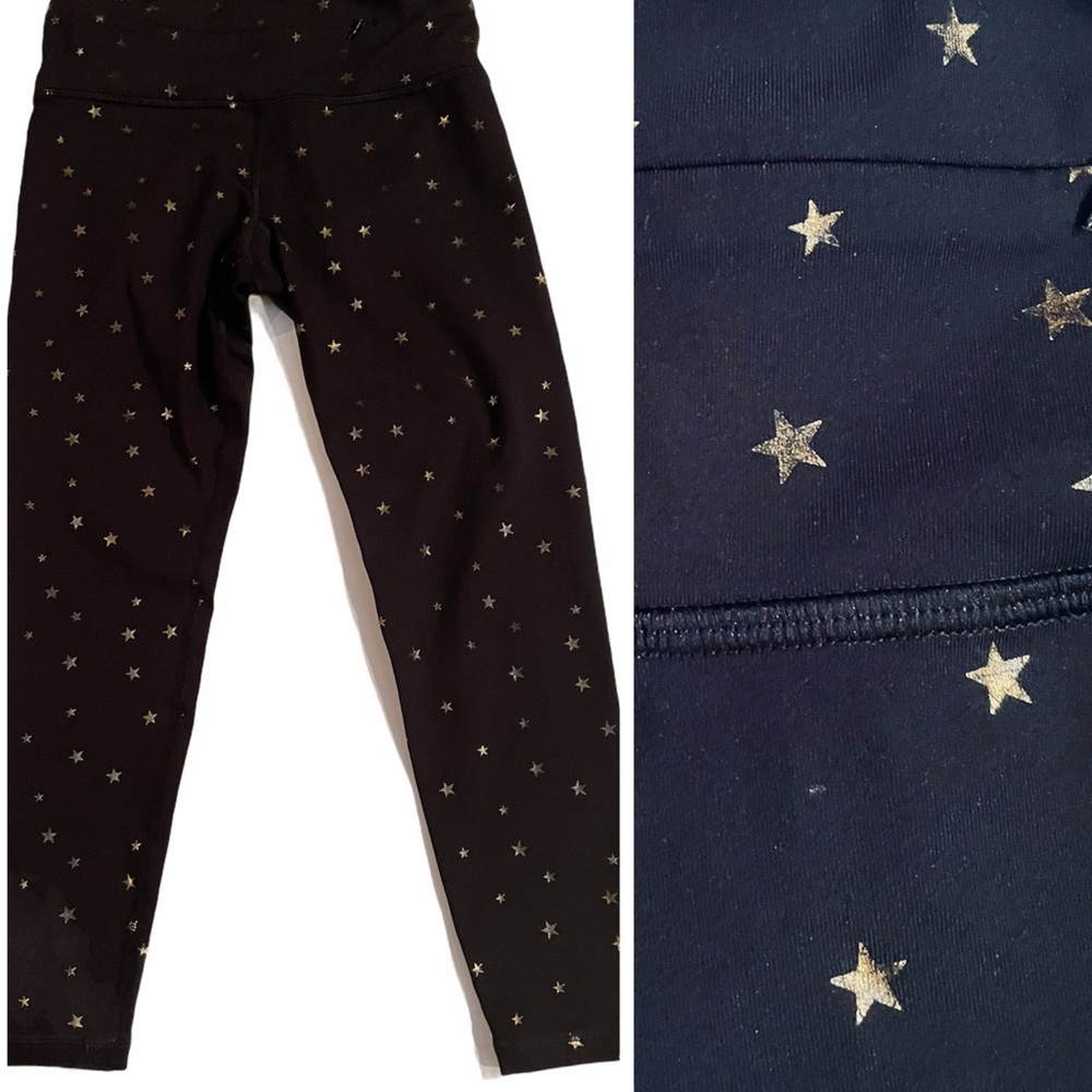 Nancy Rose Performance Black Leggings with Gold Stars